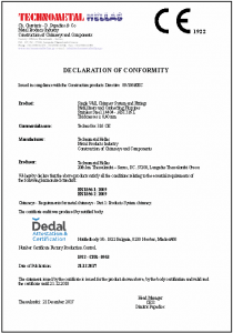 technometal hellas dedal certificate declaration of conformity TechnoGos 316 CE