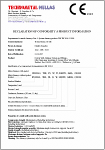 technometal hellas dedal certificate declaration of conformity TechnoTherm 316 CE